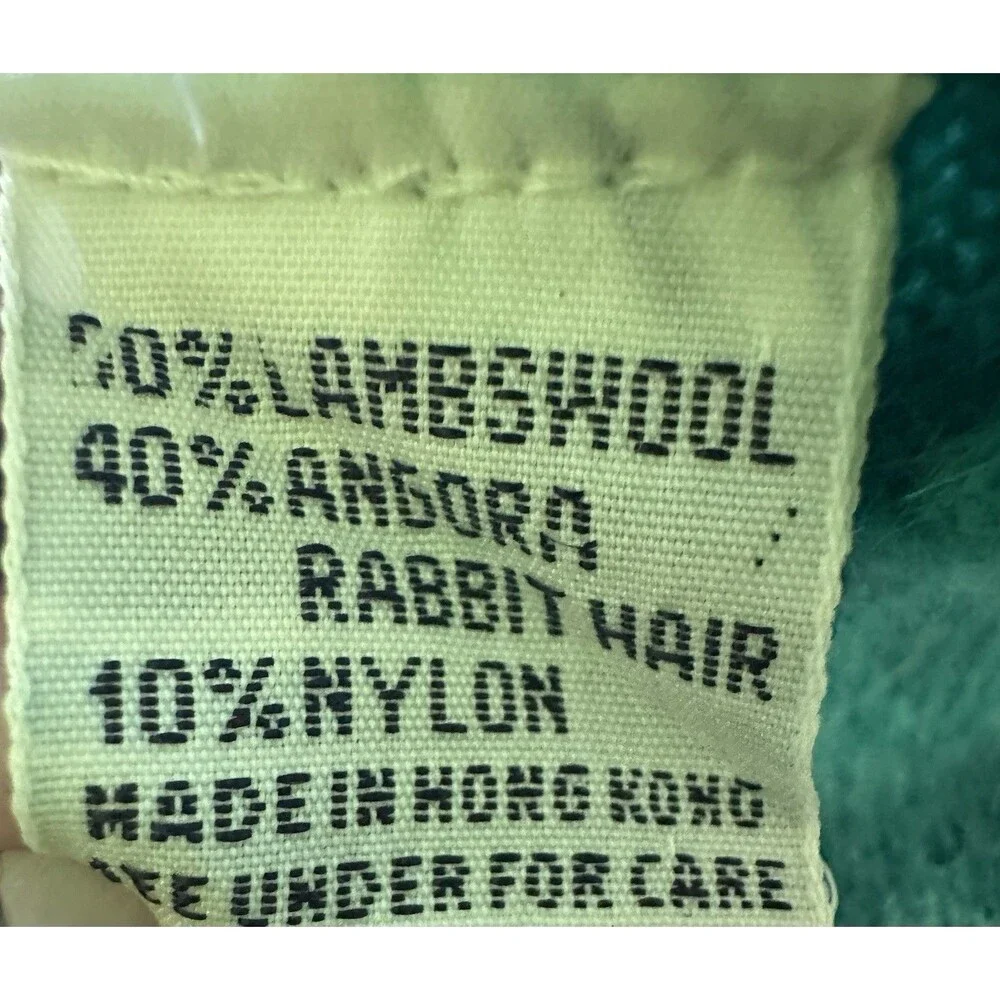VTG Bloomingdale's y.e.s. Green Lambswool Angora Rabbit Nylon Blend‎ Sweater MED